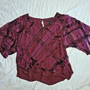 White House Black Market Plum Textured Blouse